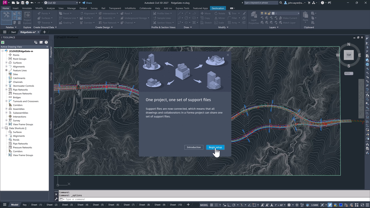 Forma Data Management plays a central role in Civil 3D 2027